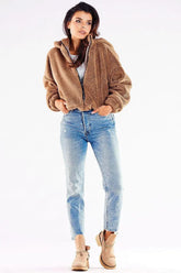 Awama pleasant warm material zippered jacket with hood  Adomoo